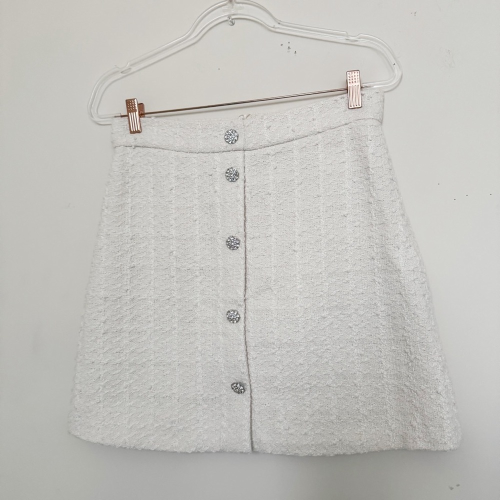 White tweed style mini Skirt - Picture 3 of 11